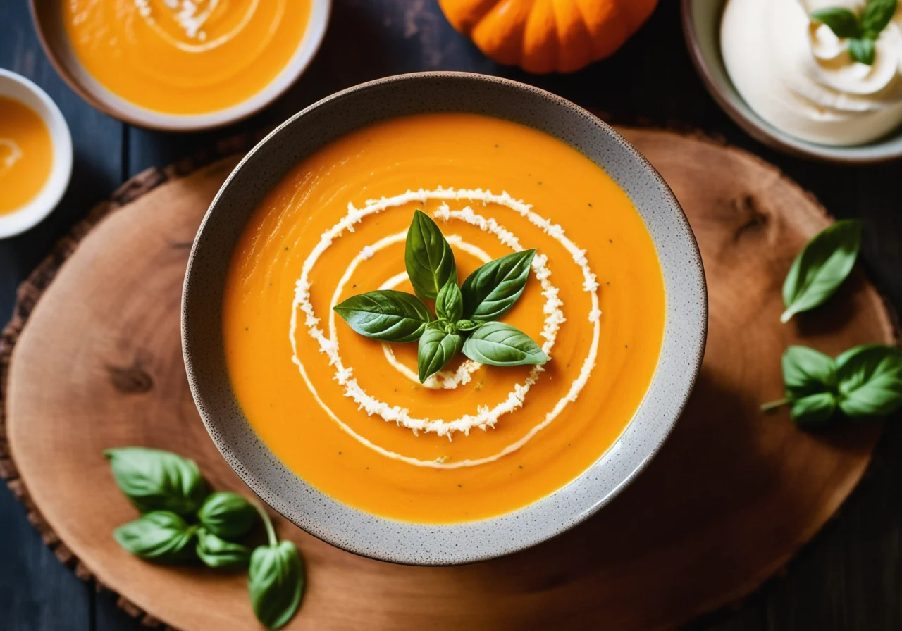 Pumpkin Soup with Colorful Vegetables