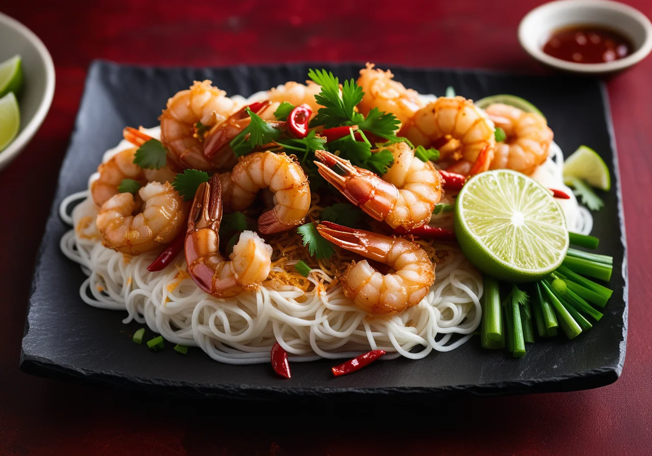 Rice Noodle Shrimp with Asian Dip