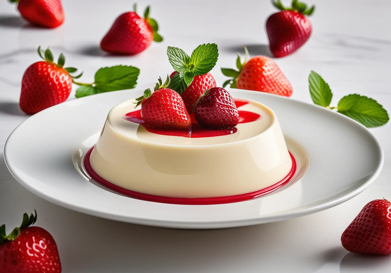 Panna Cotta with Strawberries