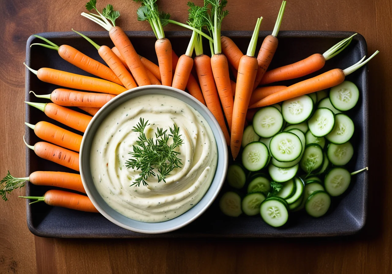 Raw Veggies with Cheese Dip