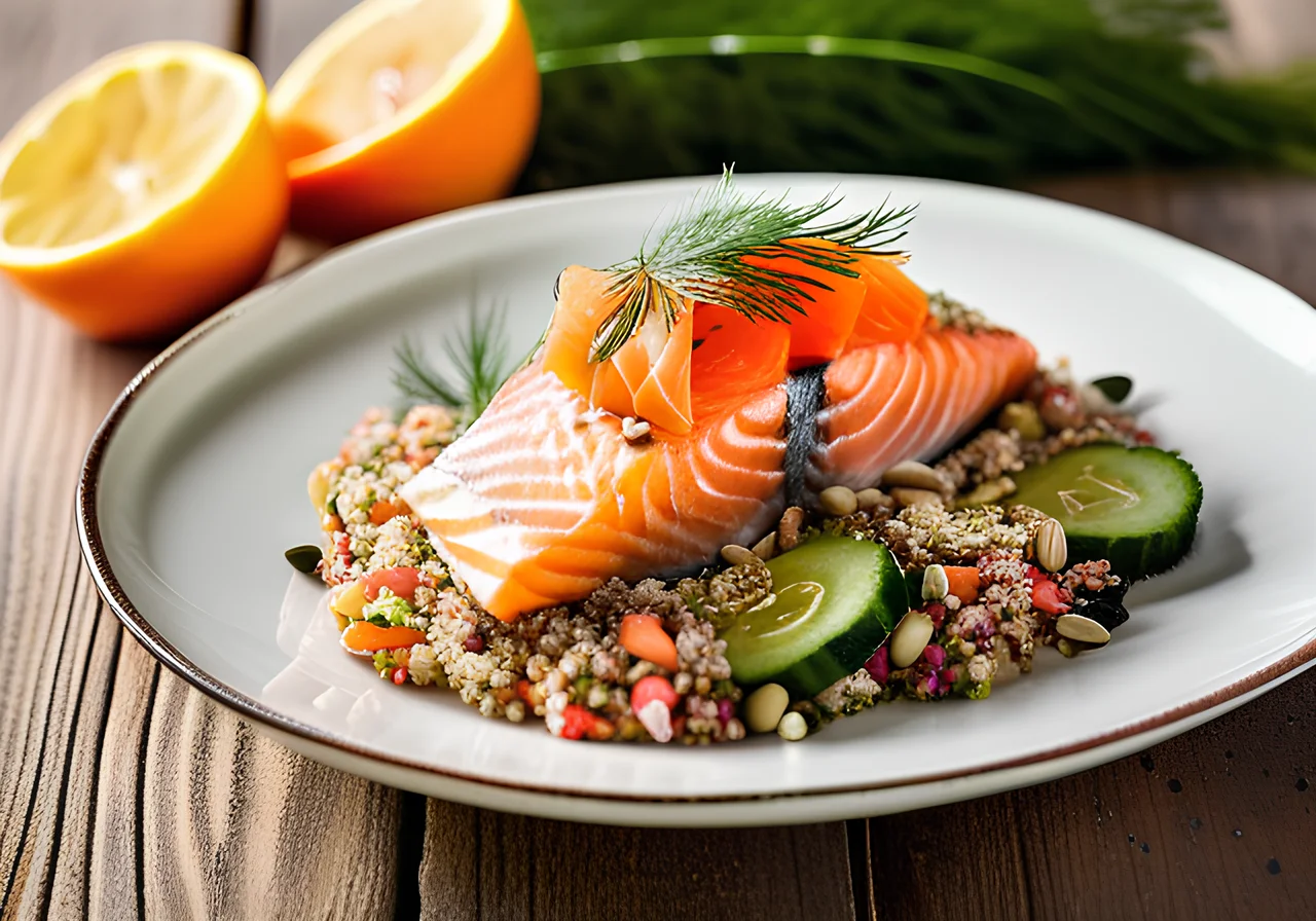 Quinoa Bowl with Thick Beans and Salmon