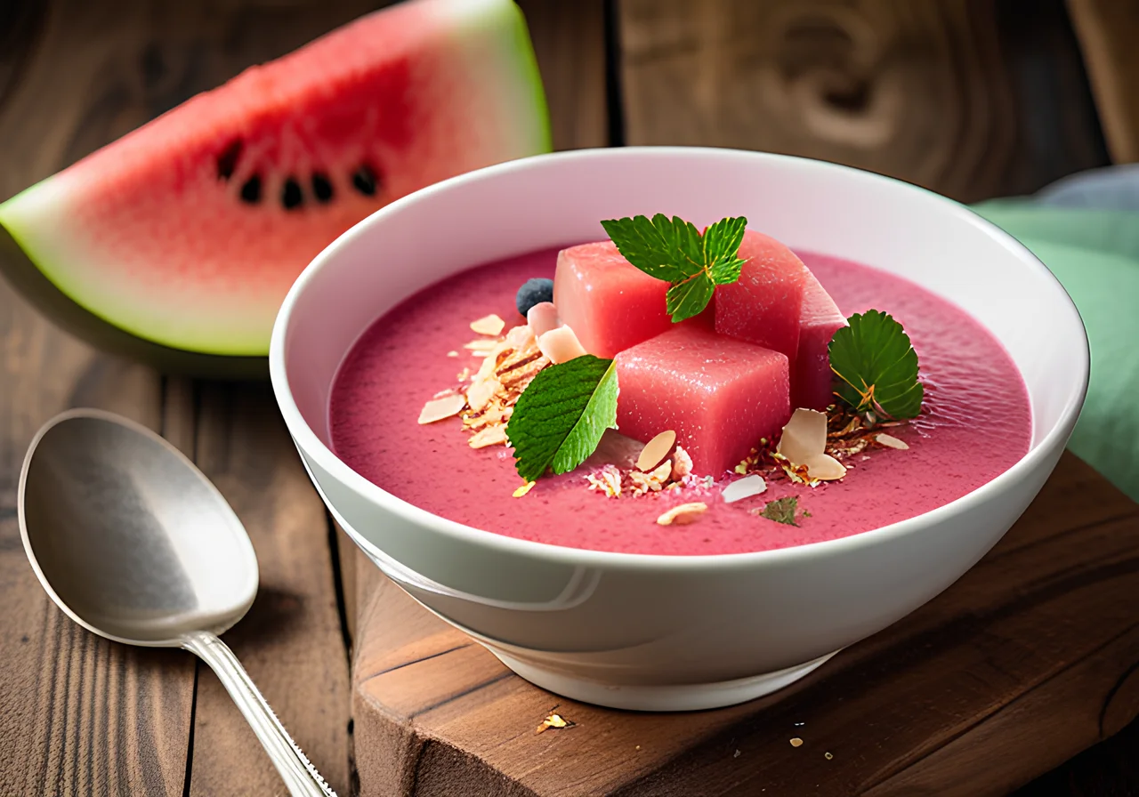 Pink Smoothie Bowl with Watermelon