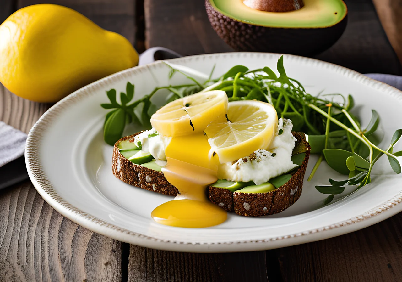 Stuffed Avocado with Cottage Cheese and Rye Bread