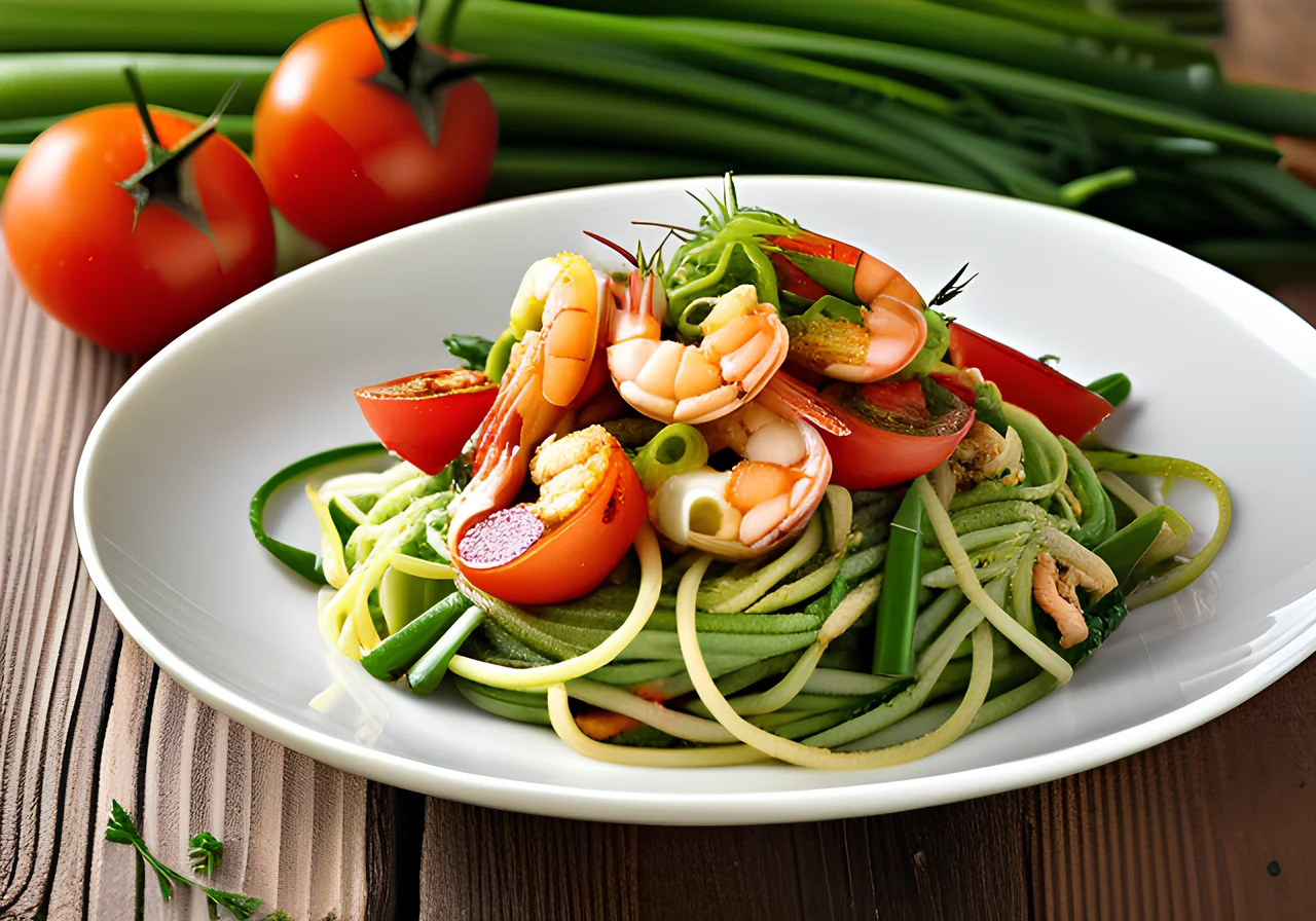 Vegetable Noodles with Shrimp