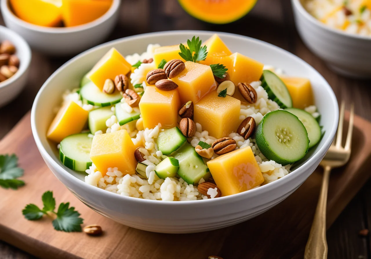 Honey Melon Rice Salad