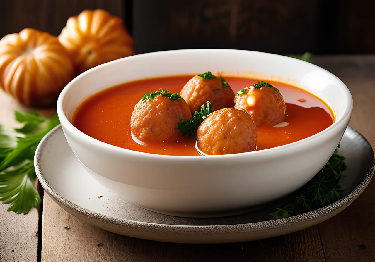 Tomato Soup with Sausage Balls