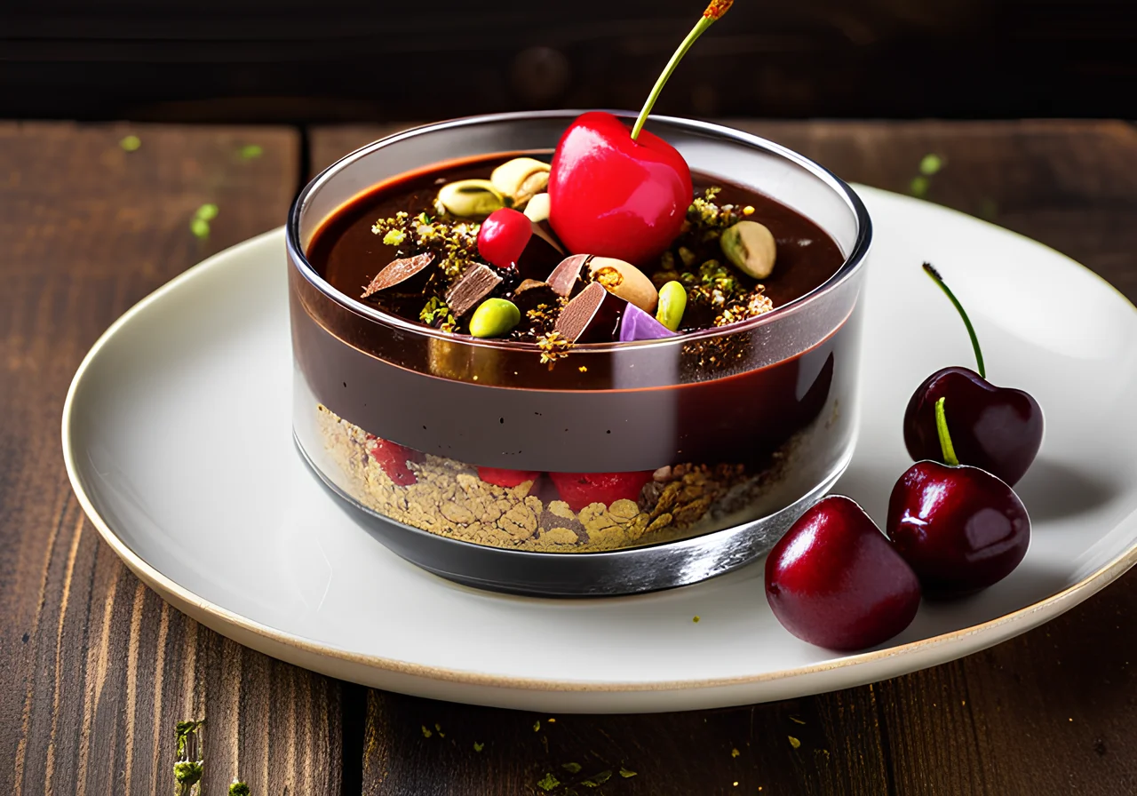 Chocolate Parfait with Cherries