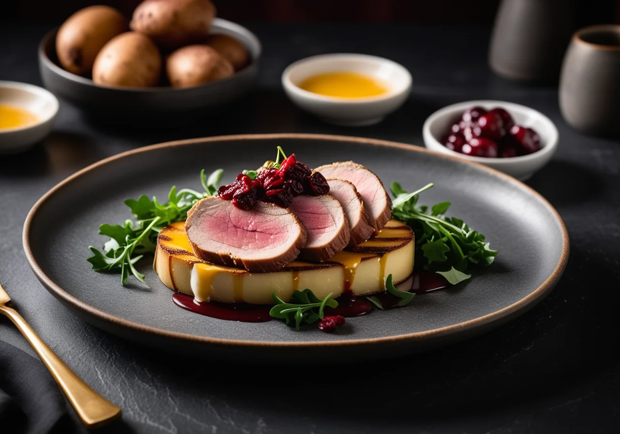Duck breast with fruity lingonberry sauce