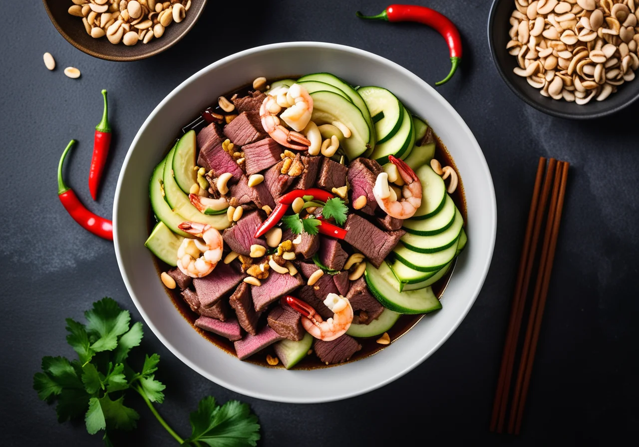 Beef with Shrimp and Asian Dressing