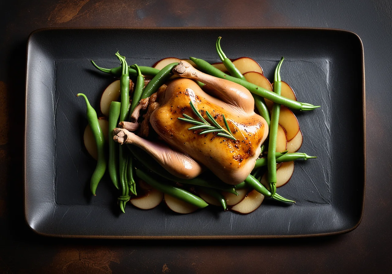 Rabbit Thighs with Pears and Green Beans