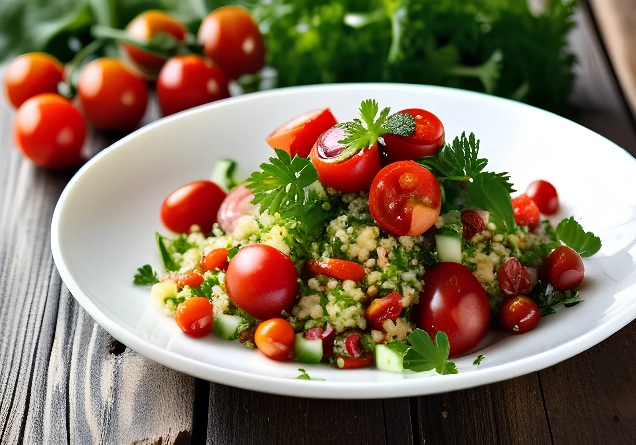 Bulgur Salad with Tomatoes and Cucumber