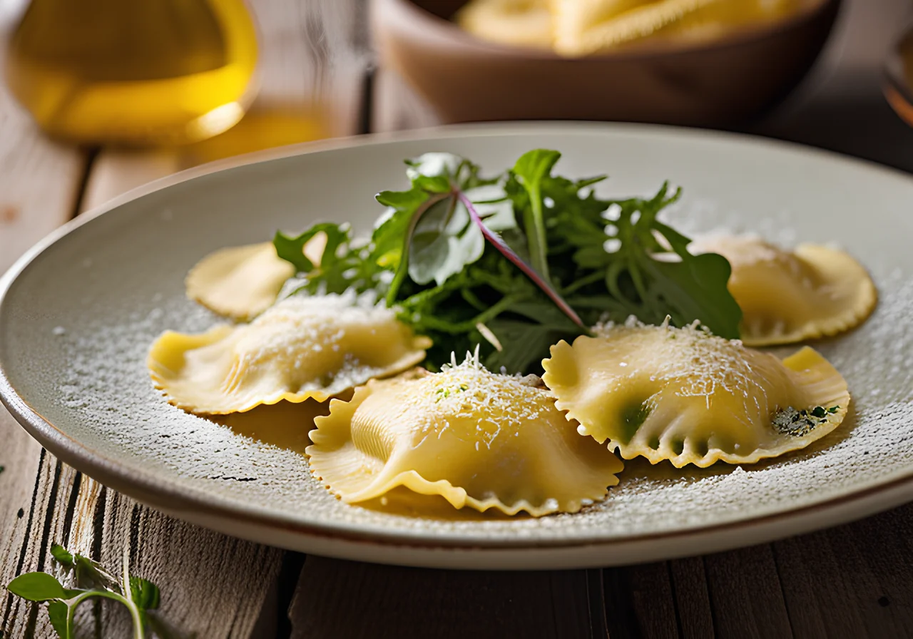 Ravioli with Arugula and Parmesan