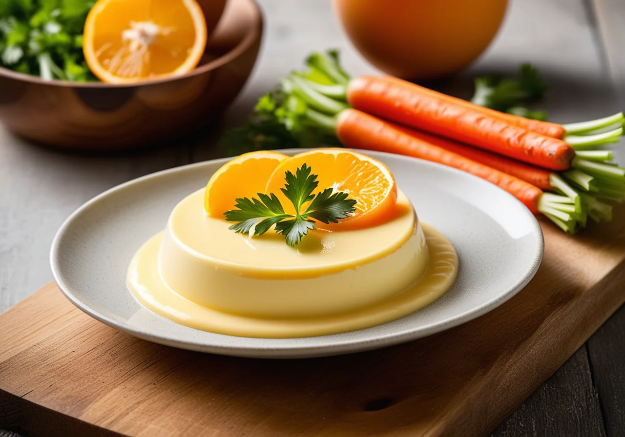 Egg custard with vegetable strips