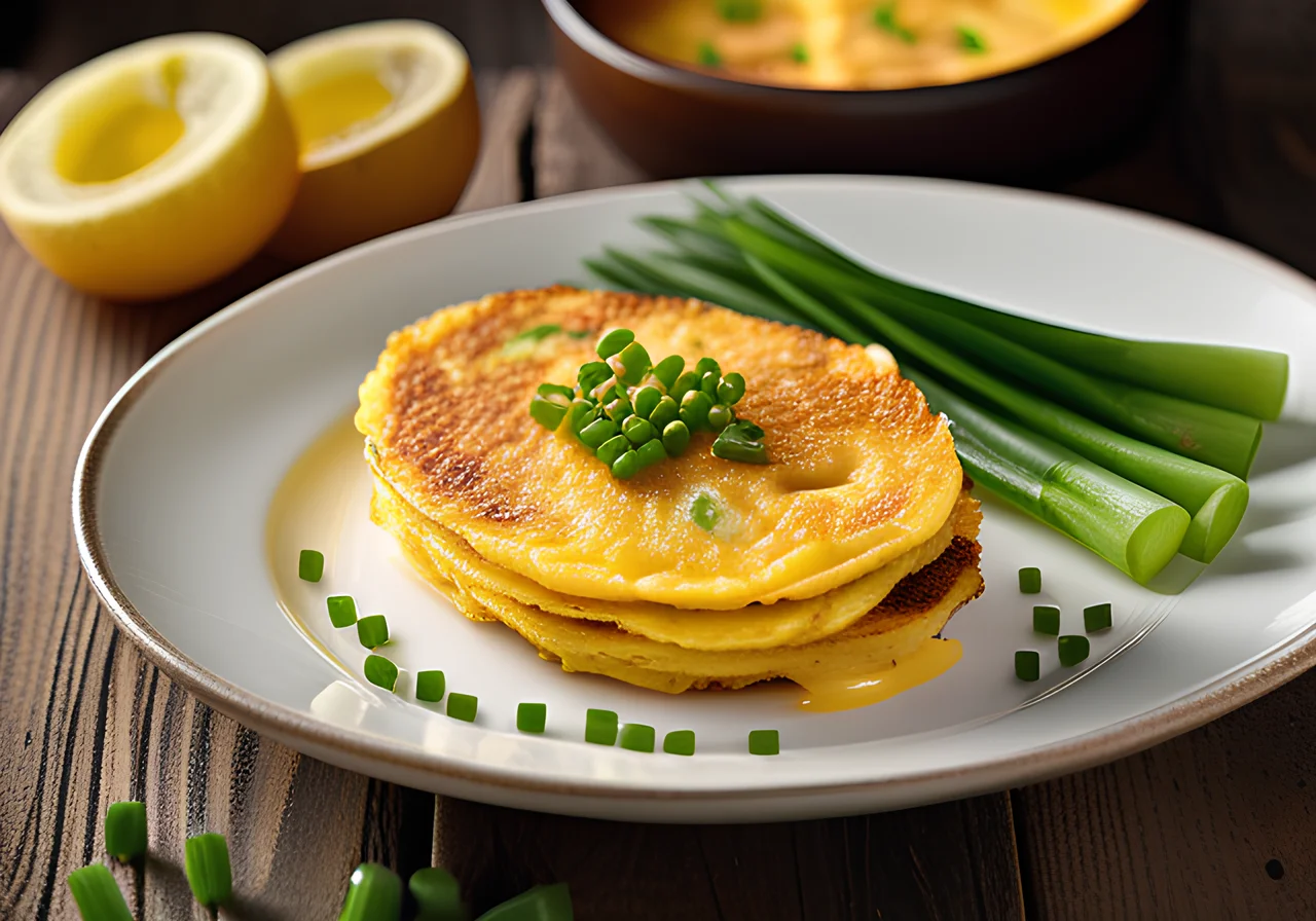 Cheese Omelette with Spring Onions