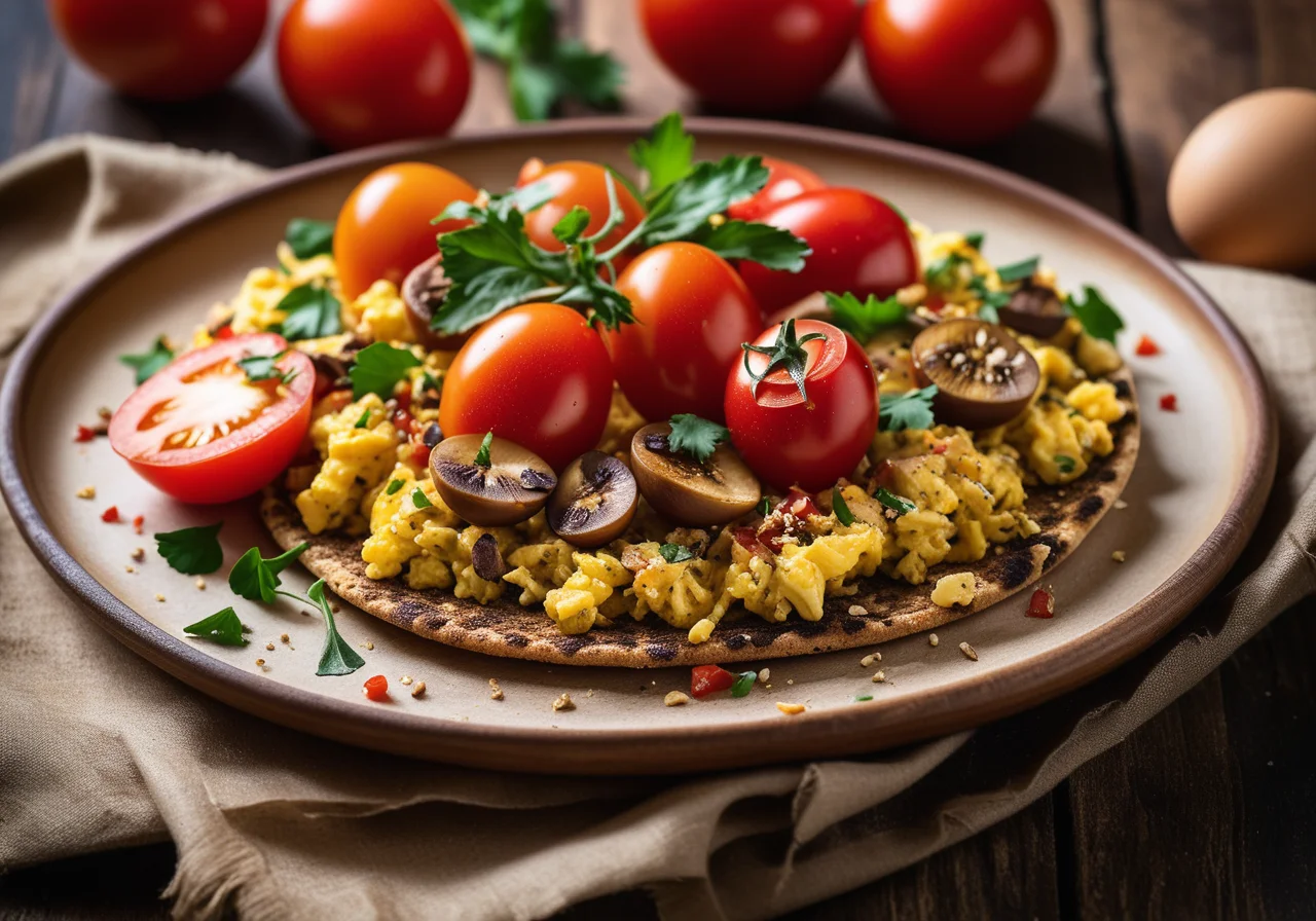 Mushroom Scramble on Flatbread