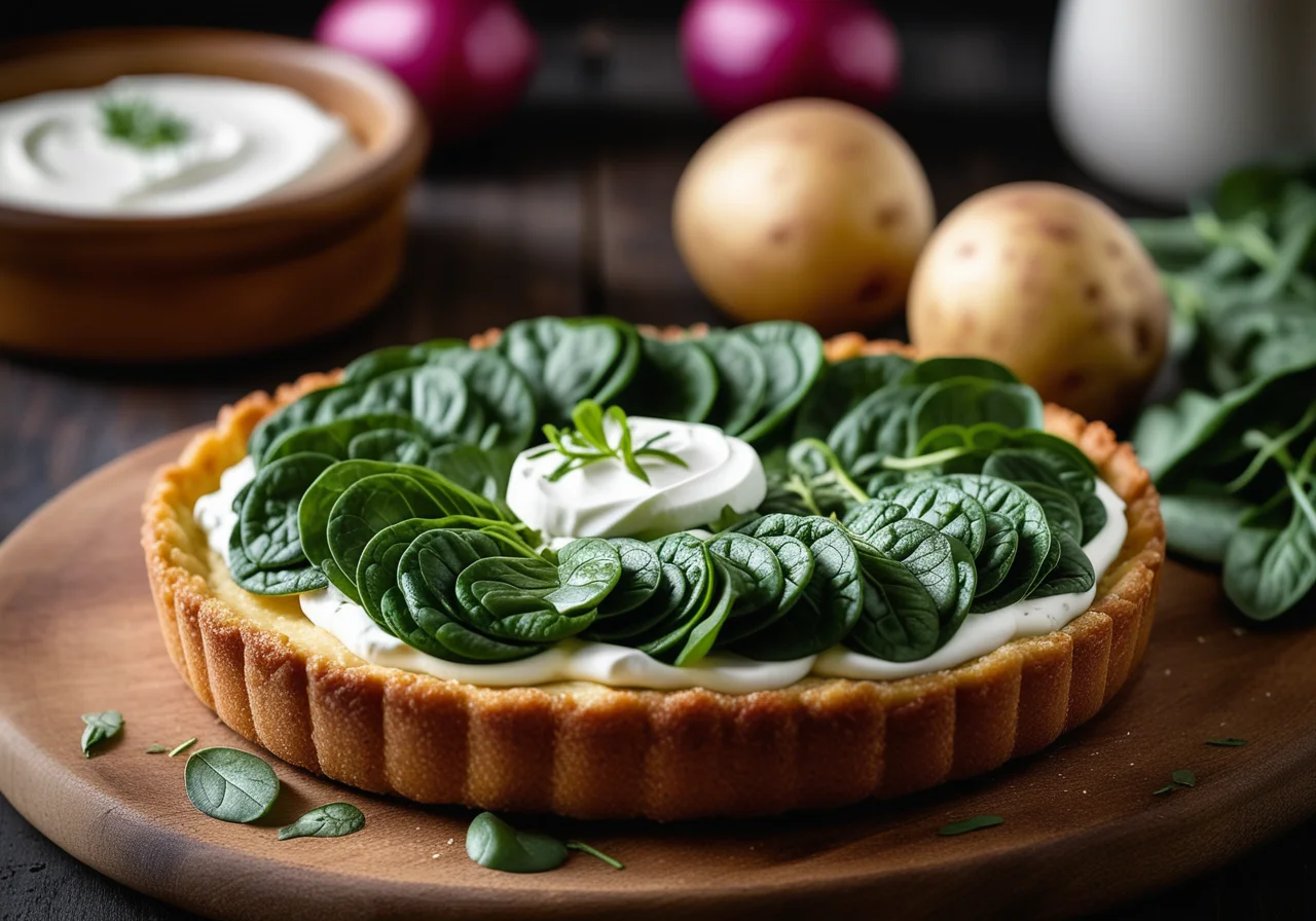 Potato Cake with Spinach and Cheese