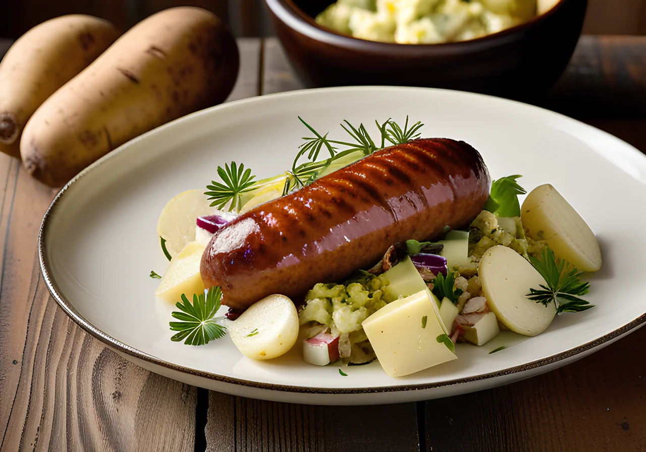 Fried Pork Sausages with Potato Salad