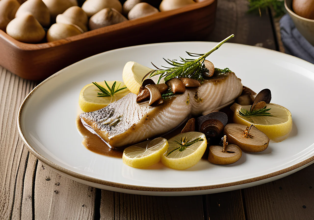 Merlan with Mushrooms