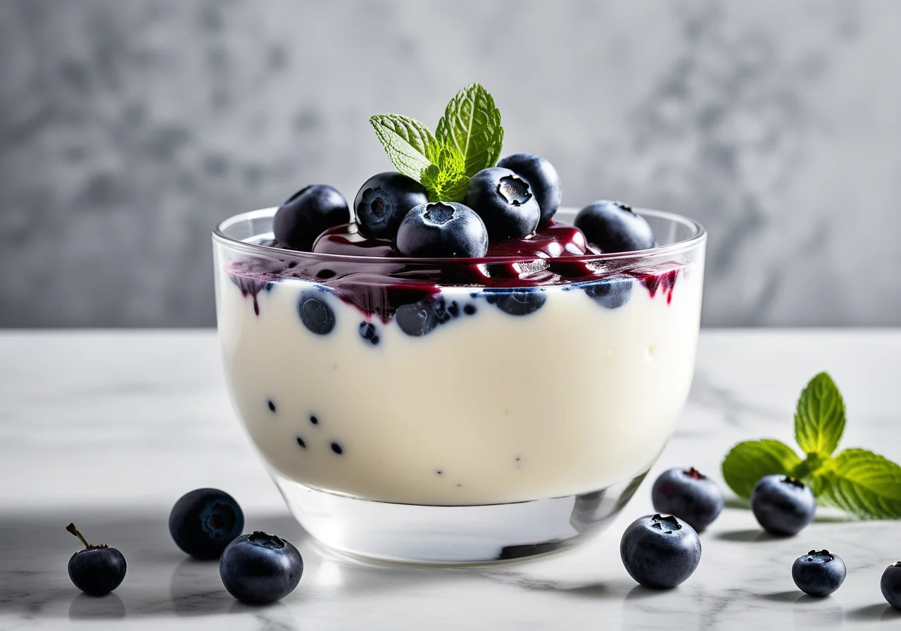 Yogurt Pudding with Blueberry Sauce
