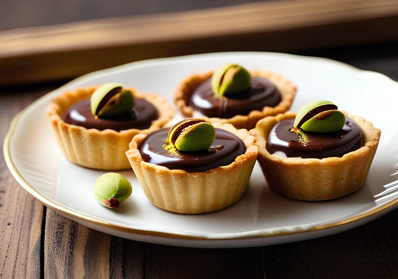 Pistachio Tartlets with Chocolate Filling