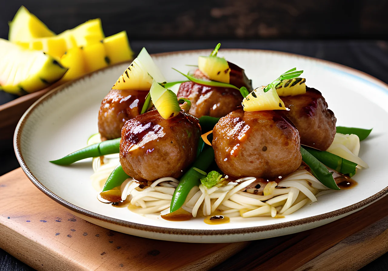 Turkey Meatballs with Bean Sprouts and Pineapple