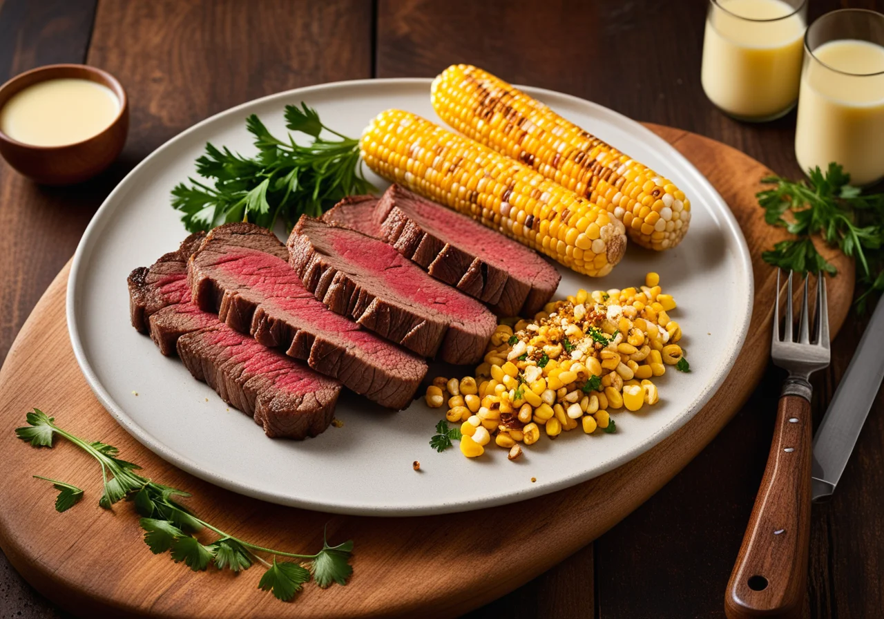 Grilled Steaks with Corn