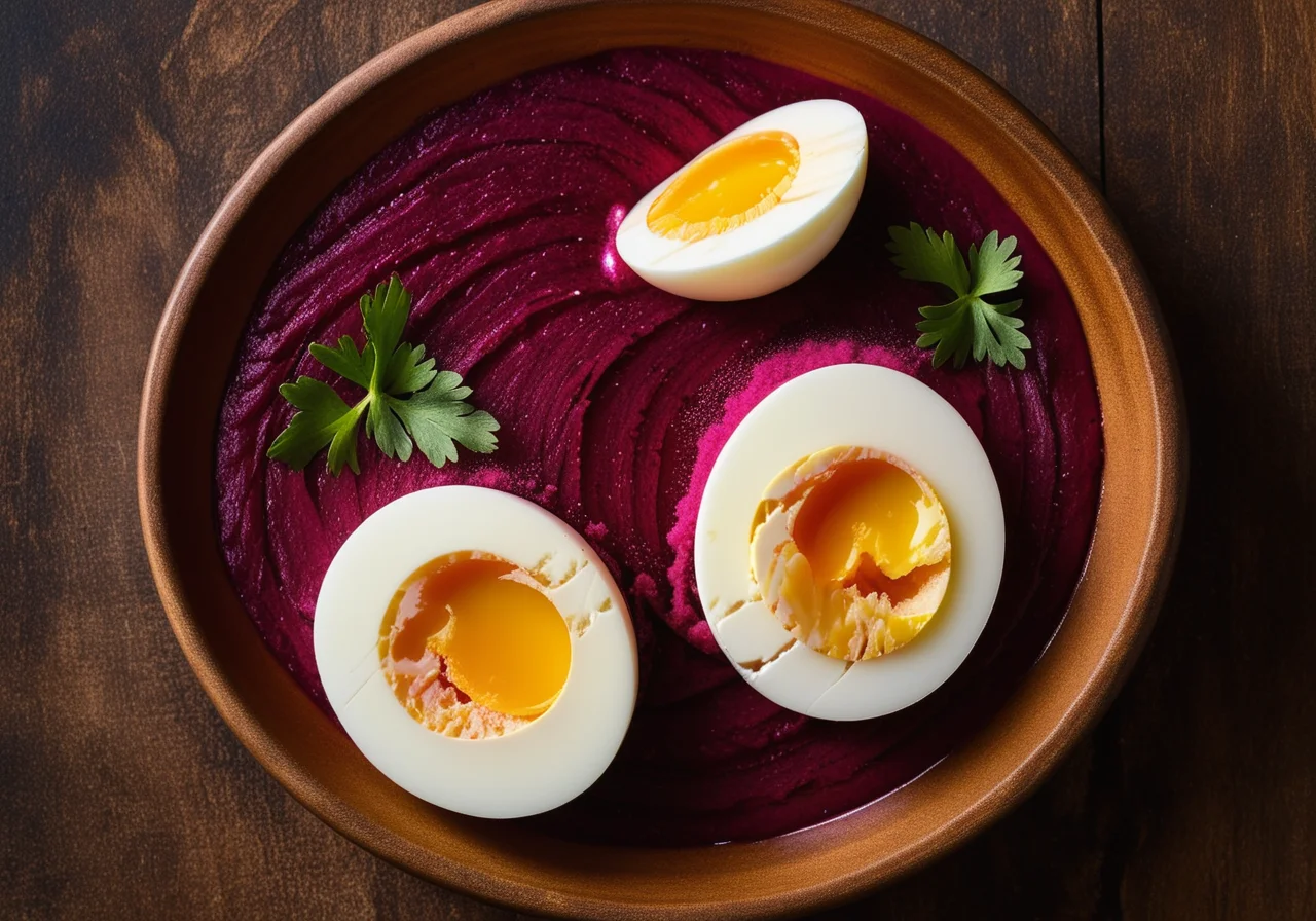 Eggs with Marinated Red Beet