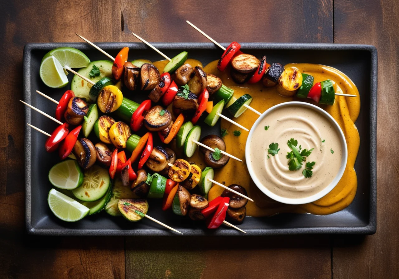 Vegetable Skewers with Coconut Sauce