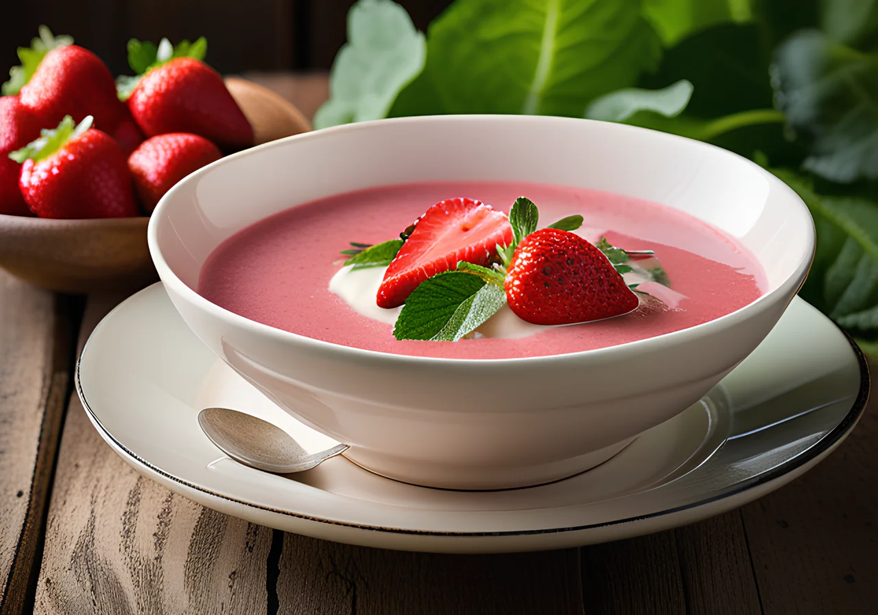 Rhubarb Soup with Strawberries