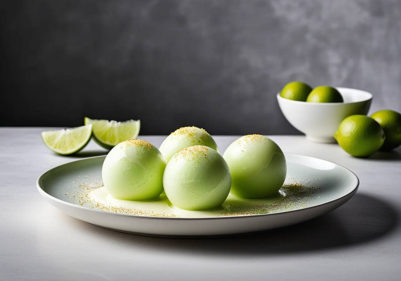 Melon Sorbet with Lime Cream