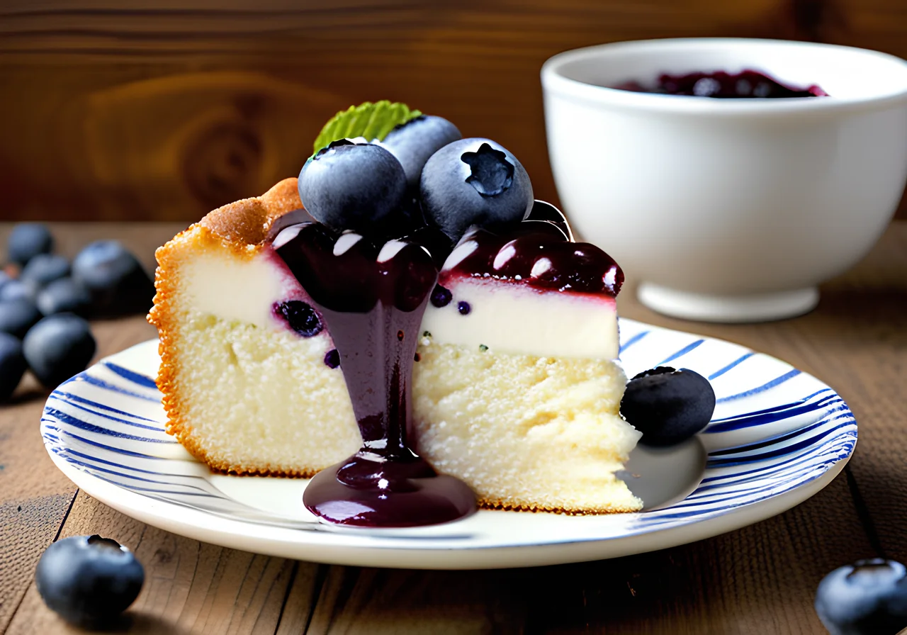Yogurt Cream Cake with Blueberries