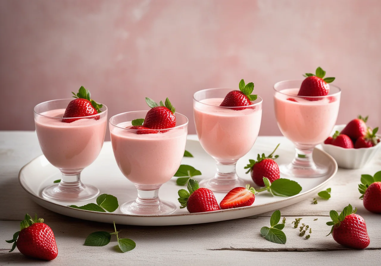 Strawberry Yogurt Cream with Wild Marjoram