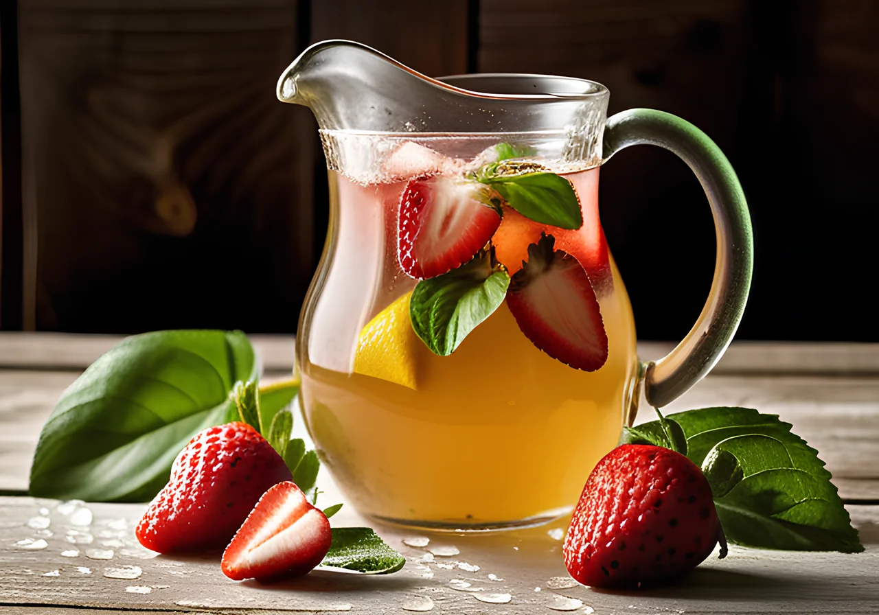 Iced Tea with Strawberries and Basil