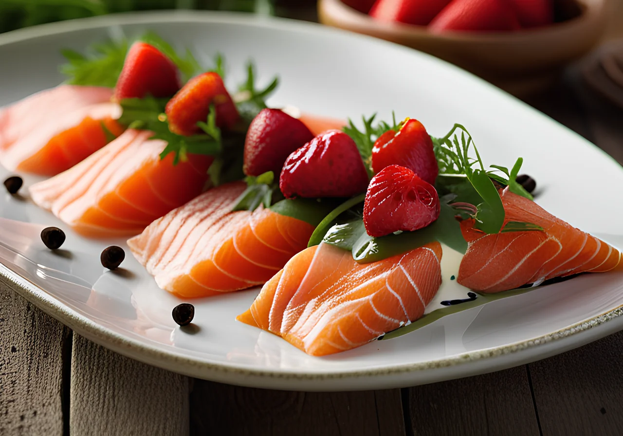 Smoked Salmon with Arugula and Strawberries