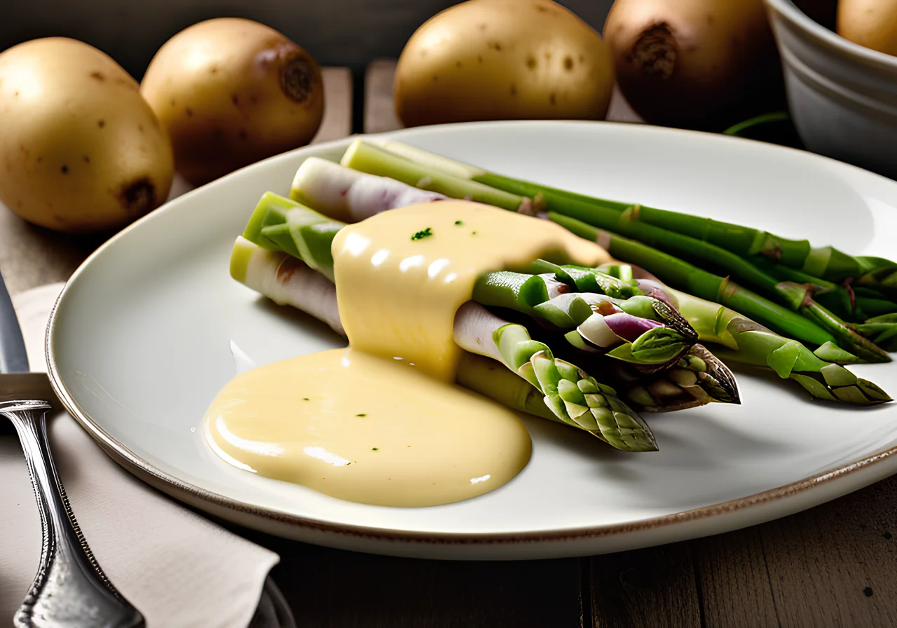 White Asparagus with Hollandaise Sauce and Potatoes