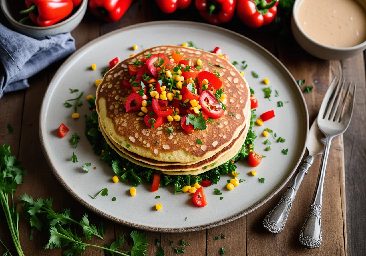 Barley Pancakes with Vegetable Dressing