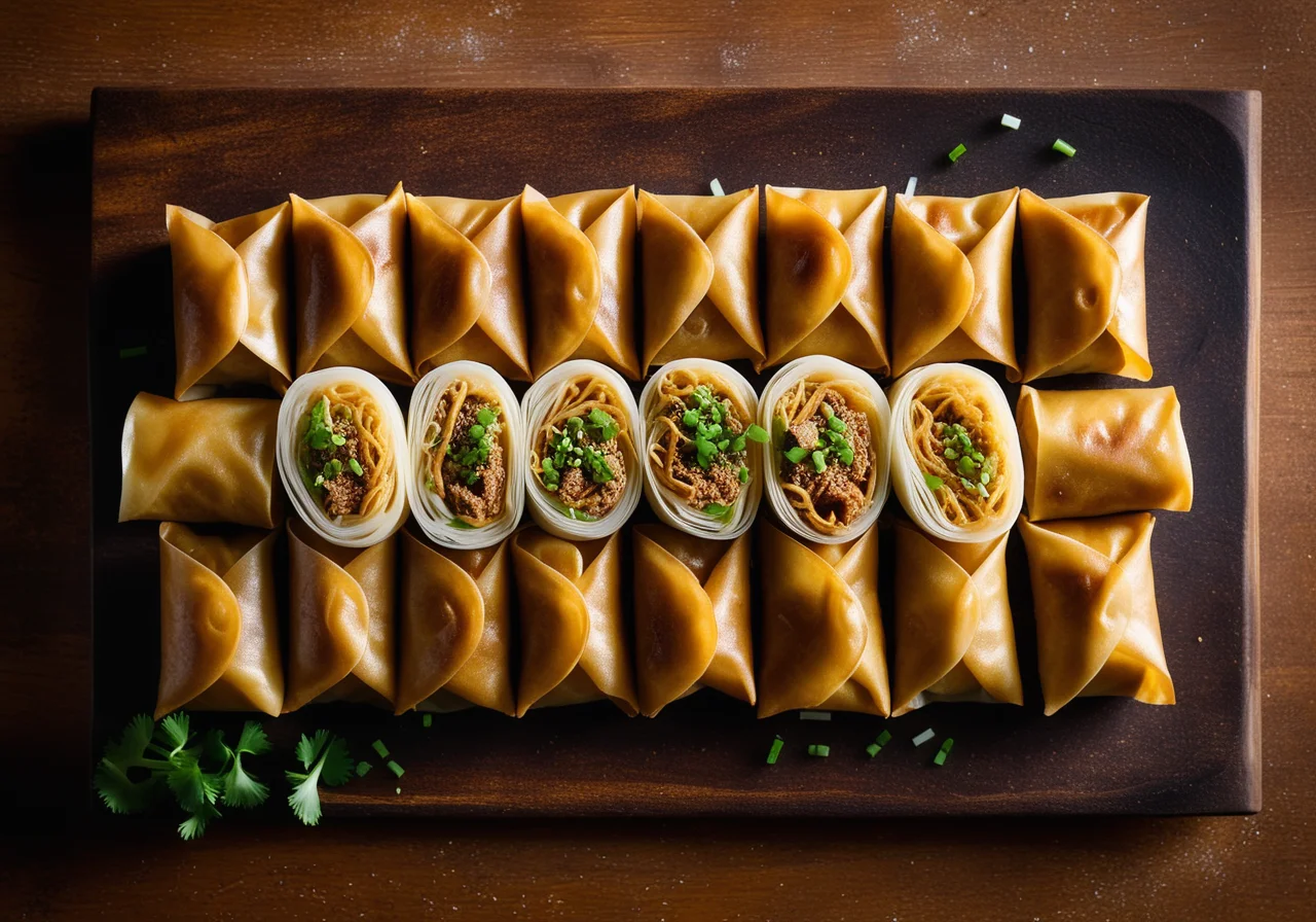 Spring Rolls with Mushroom Noodle Filling
