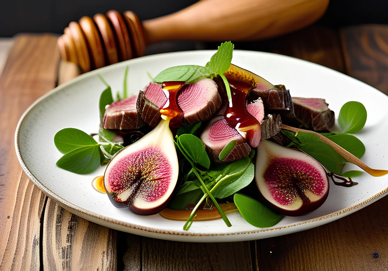 Rapunzel, Duck Liver, Rhubarb and Fig Salad