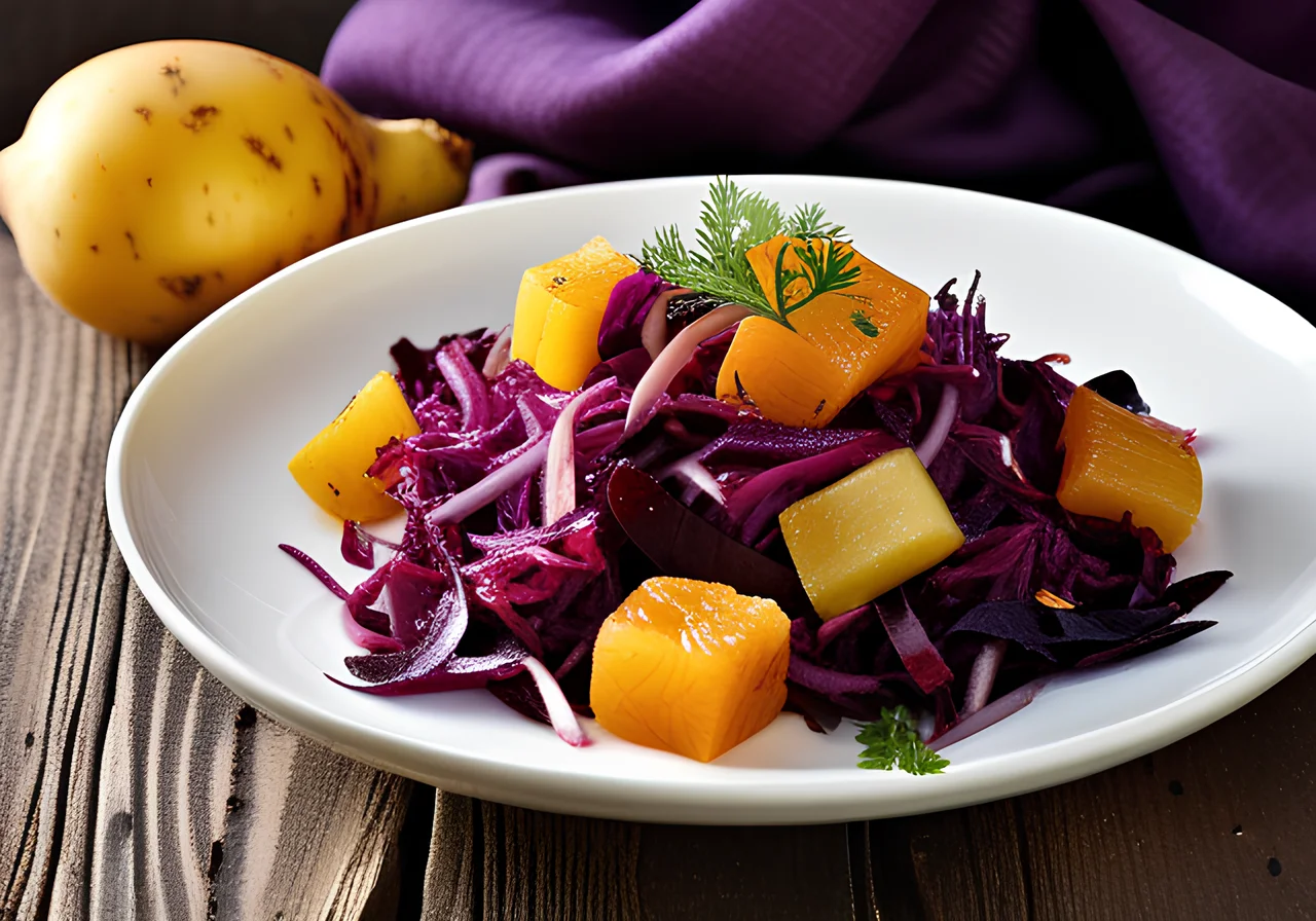 Red Cabbage Salad with Potatoes and Oranges
