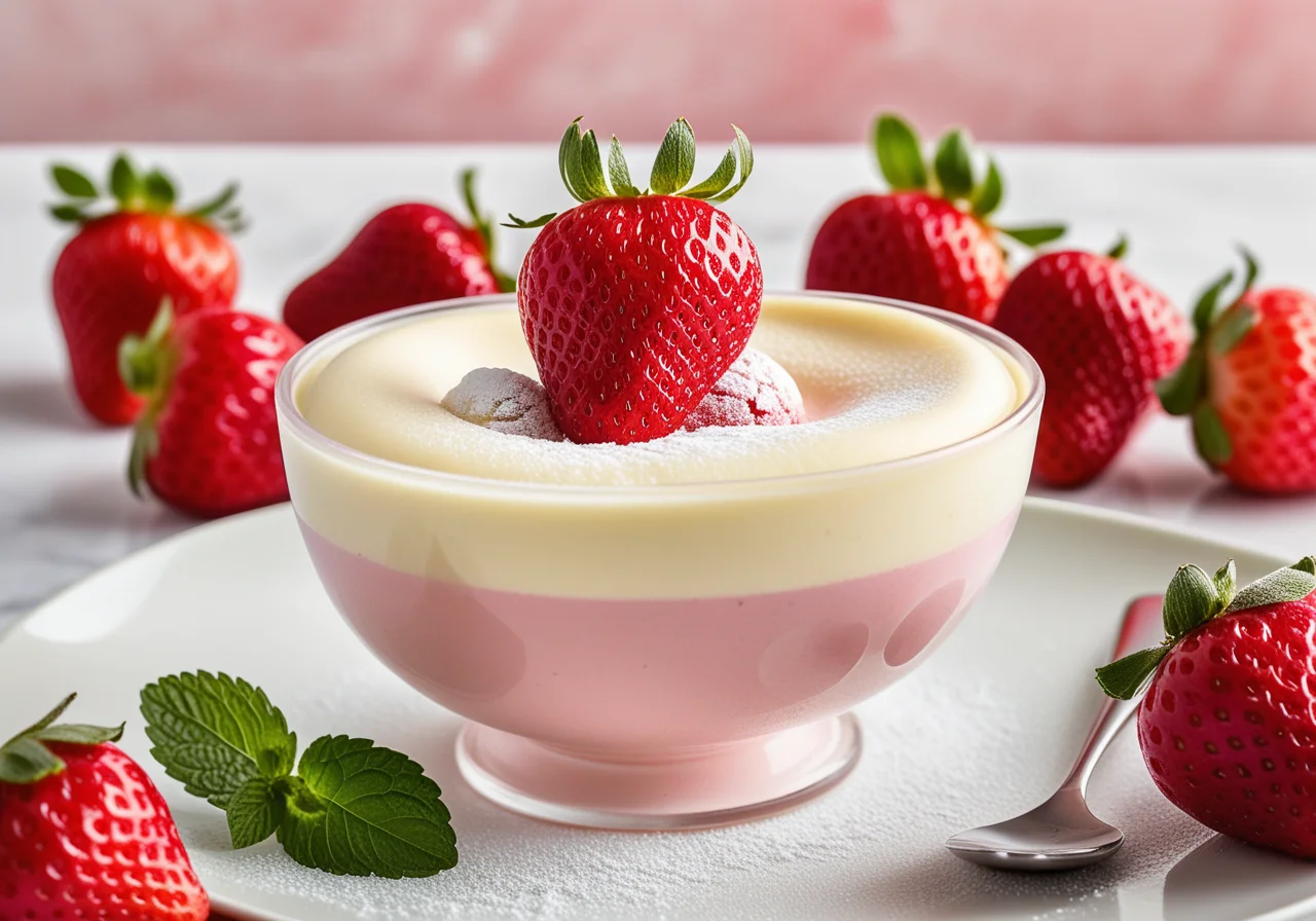 Strawberry Sorbet with Vanilla Cream