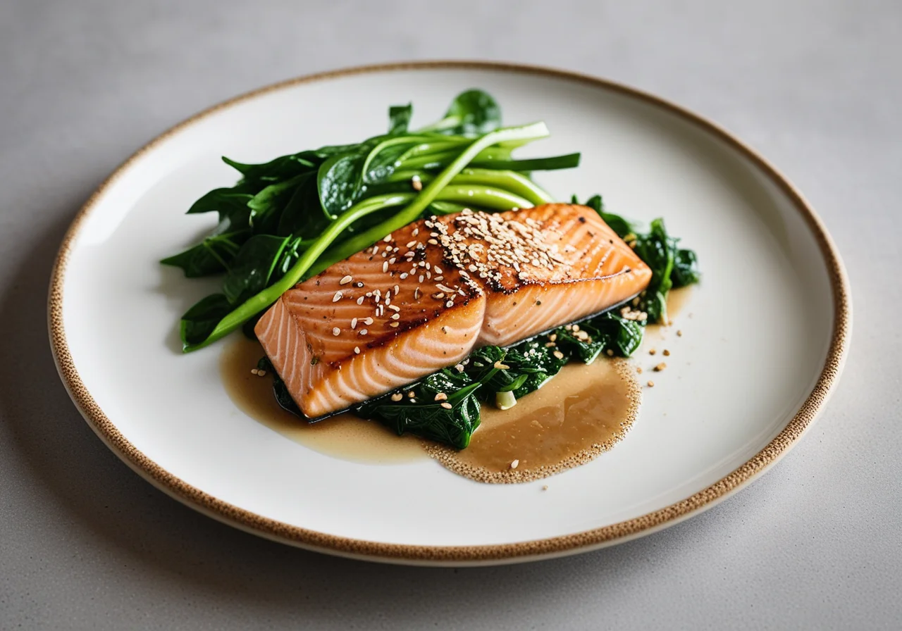 Salmon Fillet with Sesame and Green Vegetables