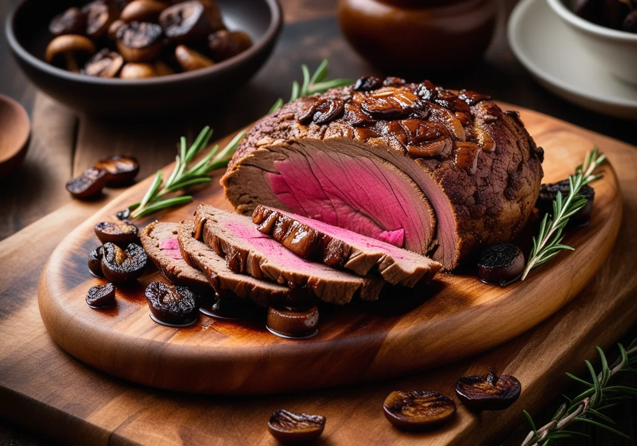 Roast Leg of Lamb with Balsamic Mushrooms