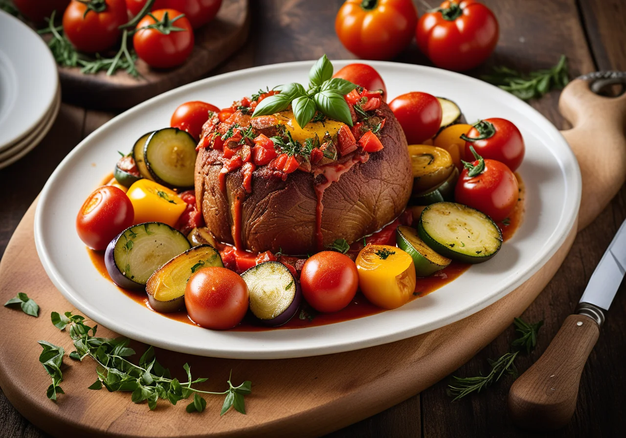 Veal Knuckle Roast with Gratinated Ratatouille
