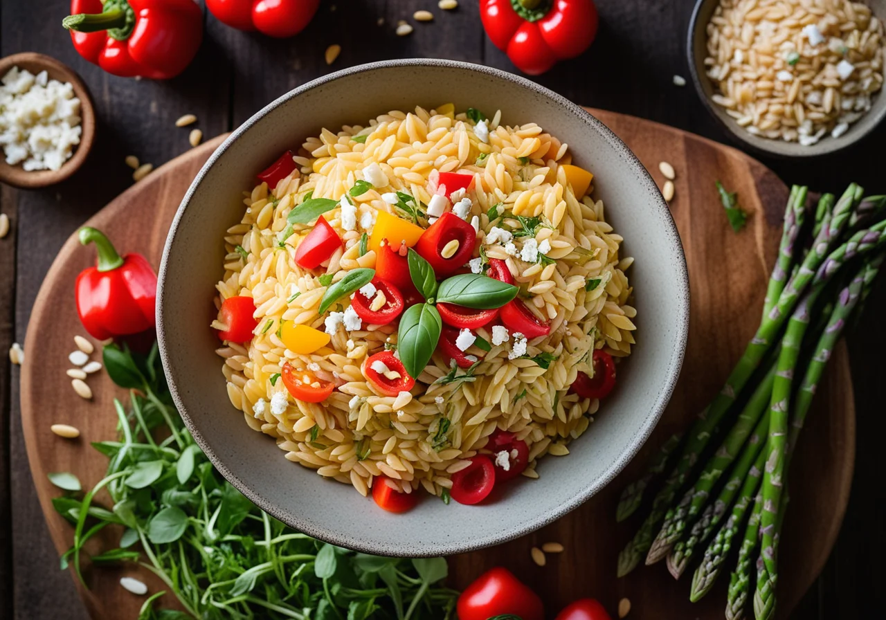 Orzo with Sheep Cheese and Vegetables