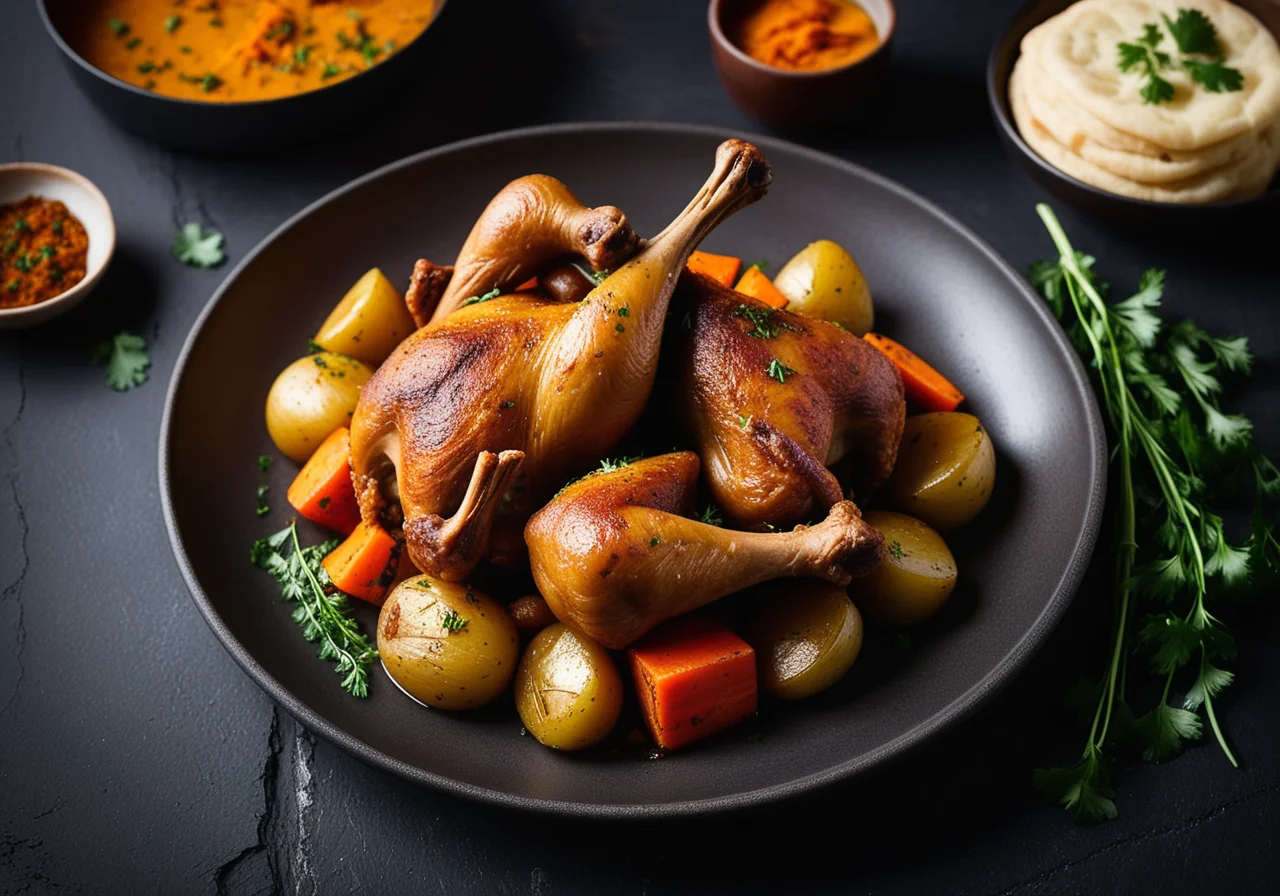 Duck legs with curry vegetables