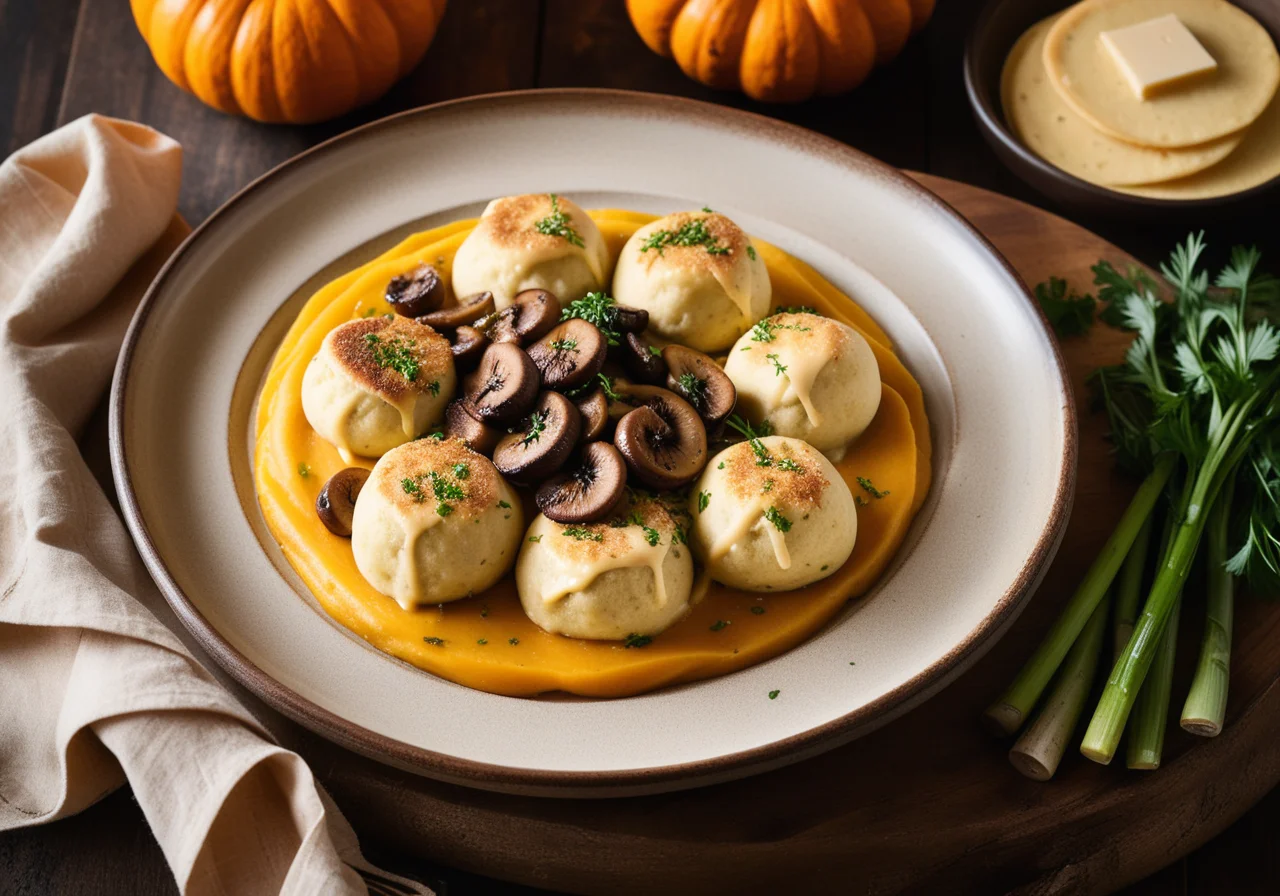Turkey Strips with Pumpkin Dumplings