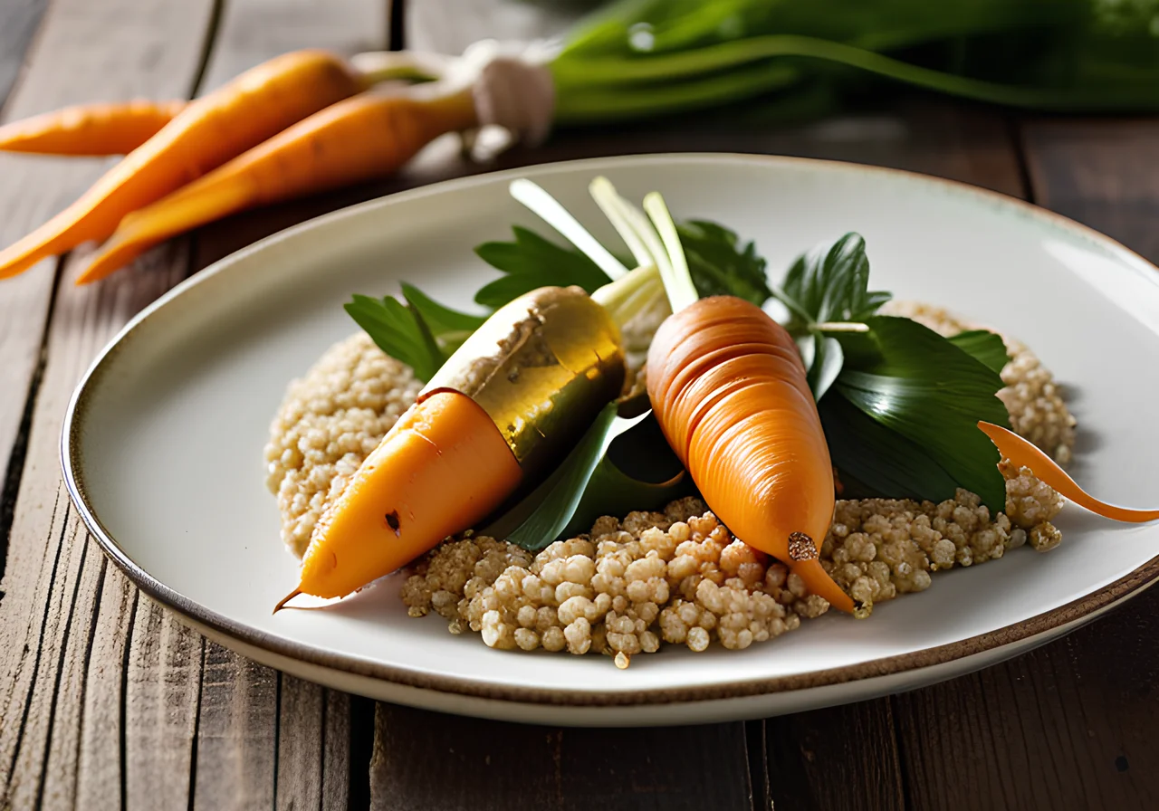 Steamed Wild Garlic Carrots with Sesame Quinoa
