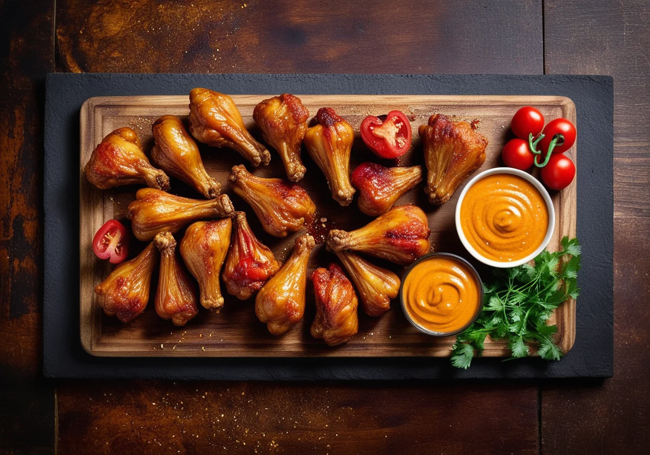 Baked Chicken Wings with Dips