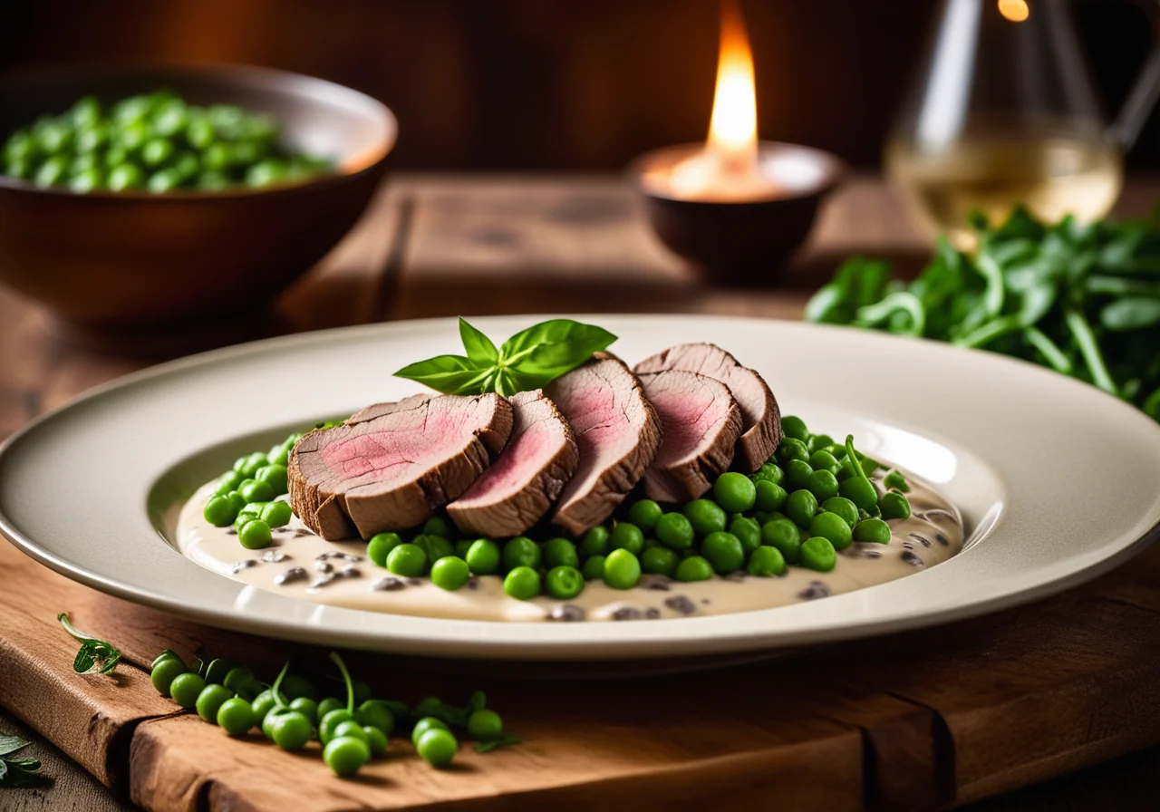 Veal with Peas, Mushrooms and Cream Sauce