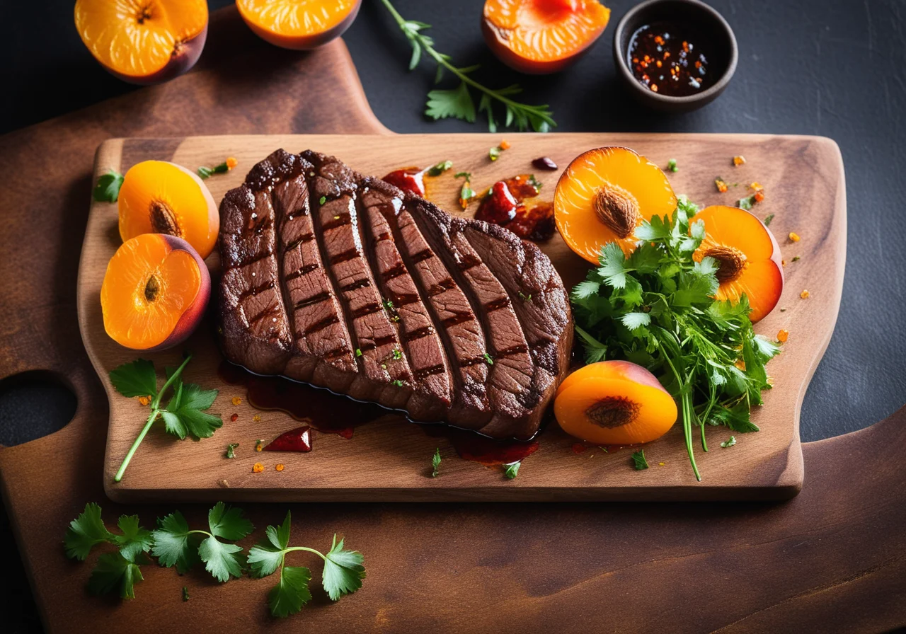 Caribbean-Style Beef Steak with Apricot Salad